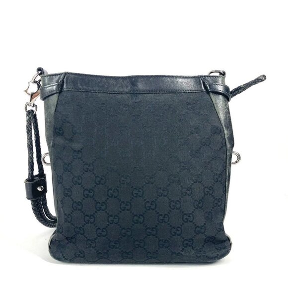GUCCI 109106 GG logo Bag Crossbody Shoulder Bag GGCanvas/Leather Black - Picture 1 of 16